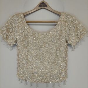 Windsor Evening Wear Pearl Beaded Top Medium